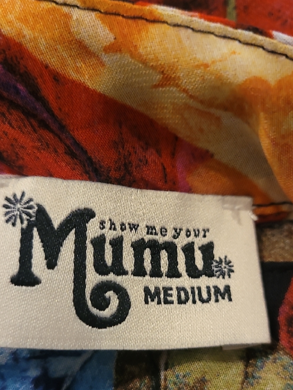 Show Me Your MuMu Black Floral Mock-Neck Blouse with Red, Blue & Yellow Roses - Picture 2 of 5